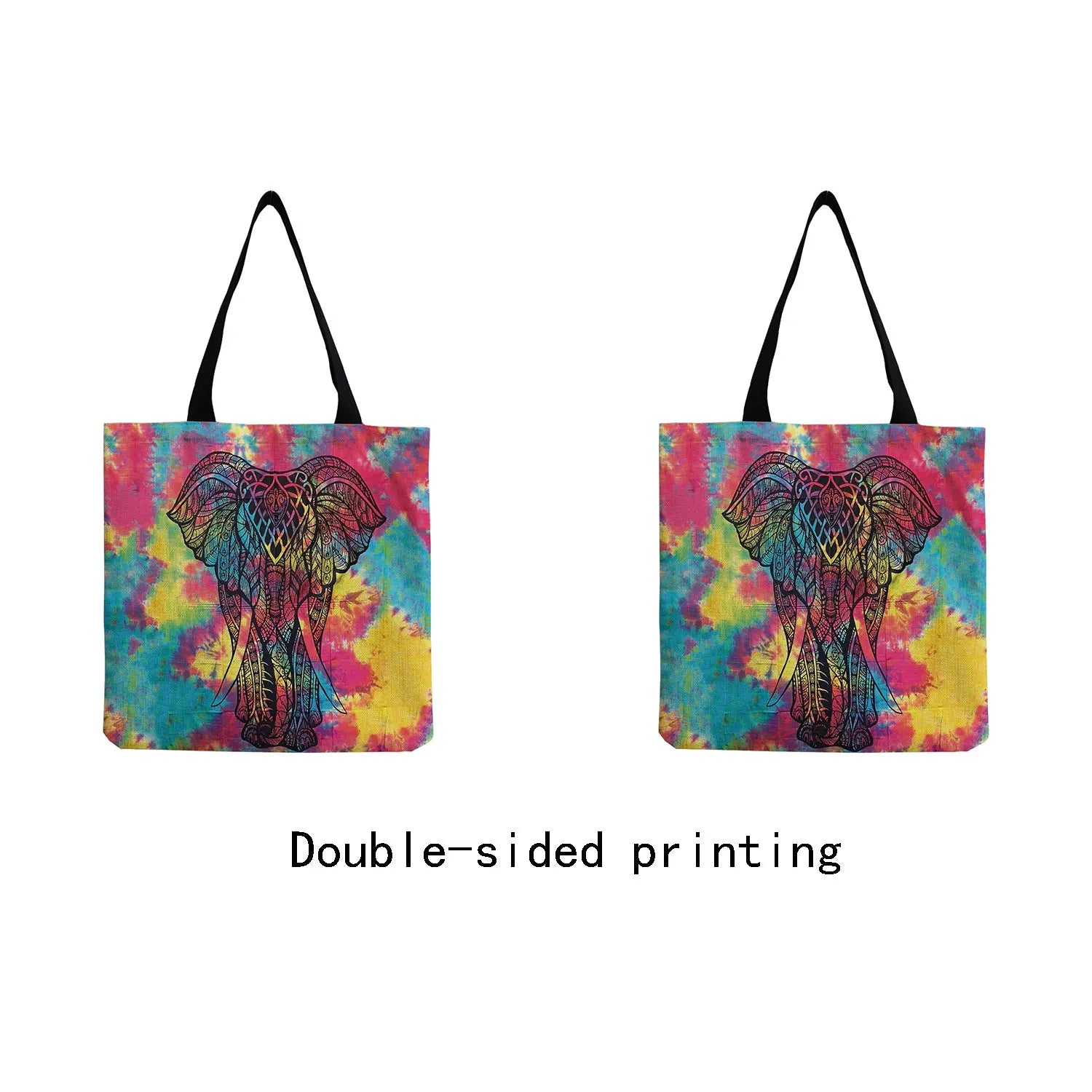 Cartoon Animal Elephant Printed Handbags Eco Friendly Shopping Bag