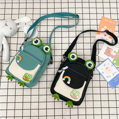 Cartoon Animal Girl Small Bag Nylon Mobile Phone Bag with Earphone Hole