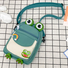 Cartoon Animal Messenger Bag Nylon Women Handbags with Earphone Hole