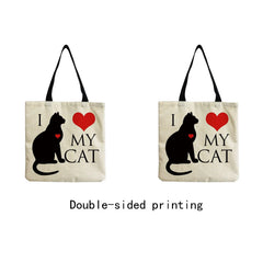 Cartoon Animal Printed Women Shoulder Bag Casual Handbags Cat Beach Tote Bag