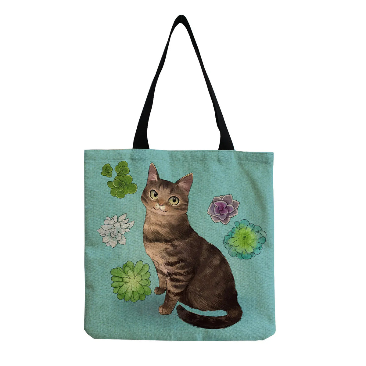 Cartoon Animal Printed Women Shoulder Bag Cat Eco Reusable Handbag