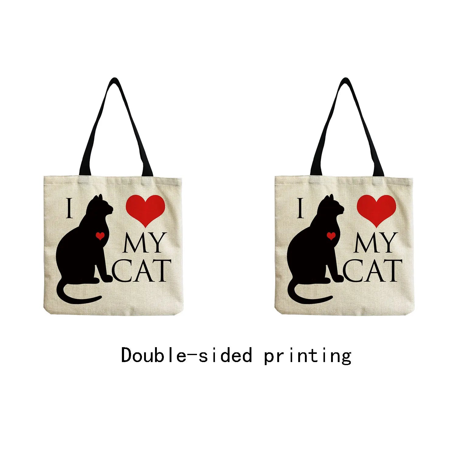 Cartoon Animal Printed Women Shoulder Bag Cat Eco Reusable Handbag