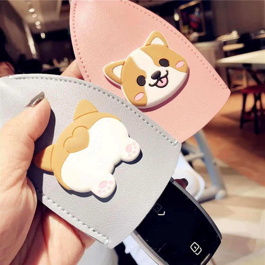 Cute Cartoon Animals Key Bag Holder Leather Keychain Pouch