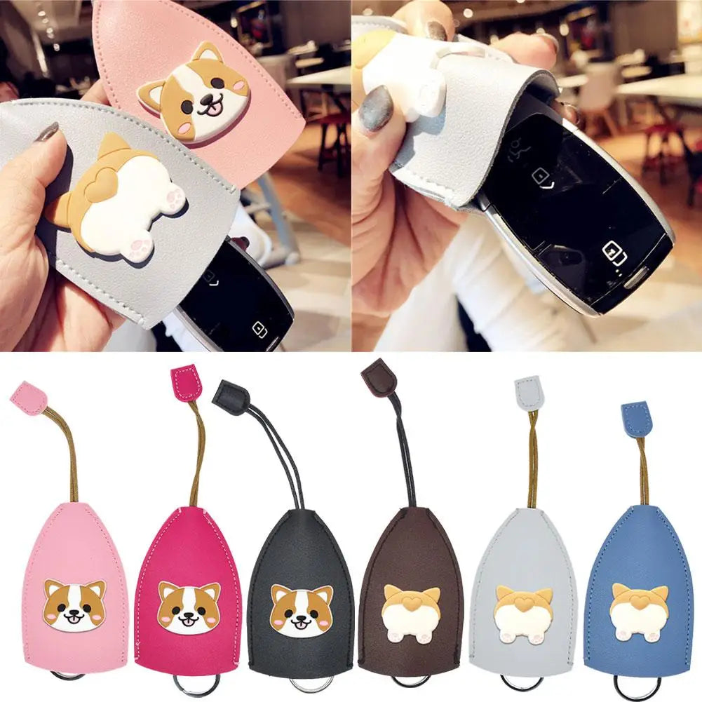Cute Cartoon Animals Key Bag Holder Leather Keychain Pouch