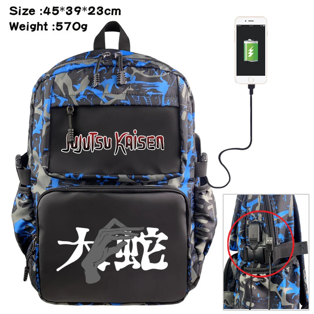 Anime Jujutsu Kaisen Backpack USB Casual Student Schoolbag