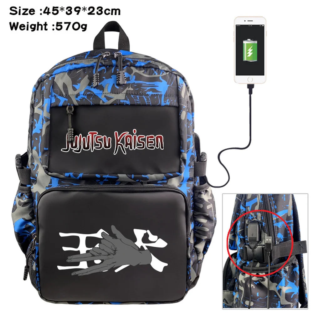 Anime Jujutsu Kaisen Backpack USB Casual Student Schoolbag