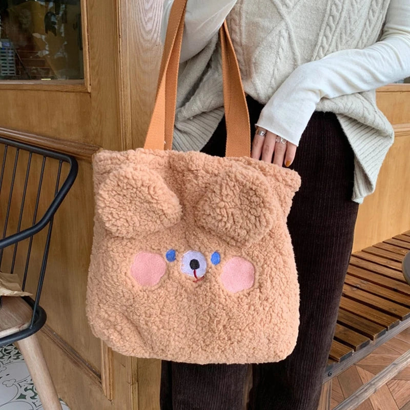 Fluffy Cartoon Bear Rabbit Plush Shoulder Bag