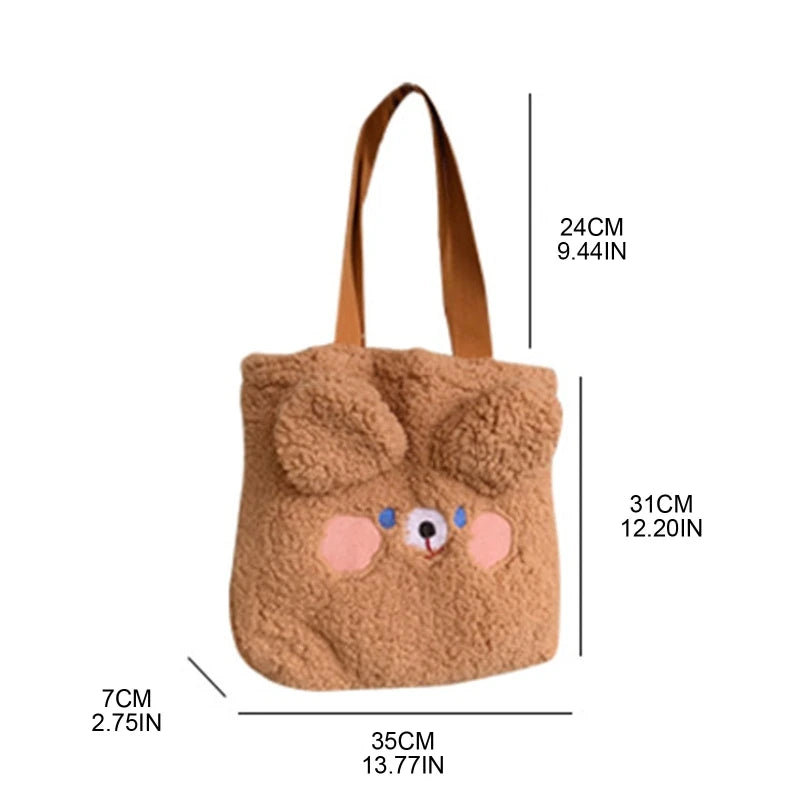 Fluffy Cartoon Bear Rabbit Plush Shoulder Bag