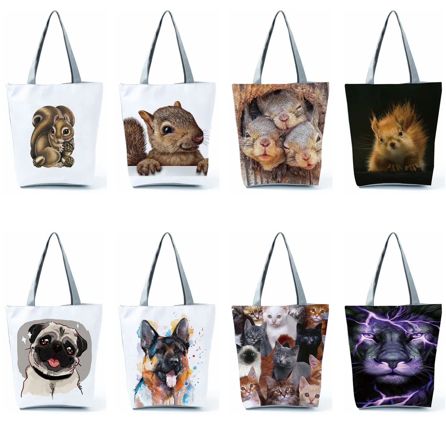Cute Squirrel 3D Print Handbag Animal Graphic Shopping Bag