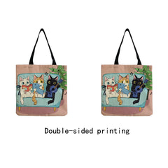 Cartoon Cat Eco Foldable Shoulder Bag Print Tote Shopper Animal Outdoor