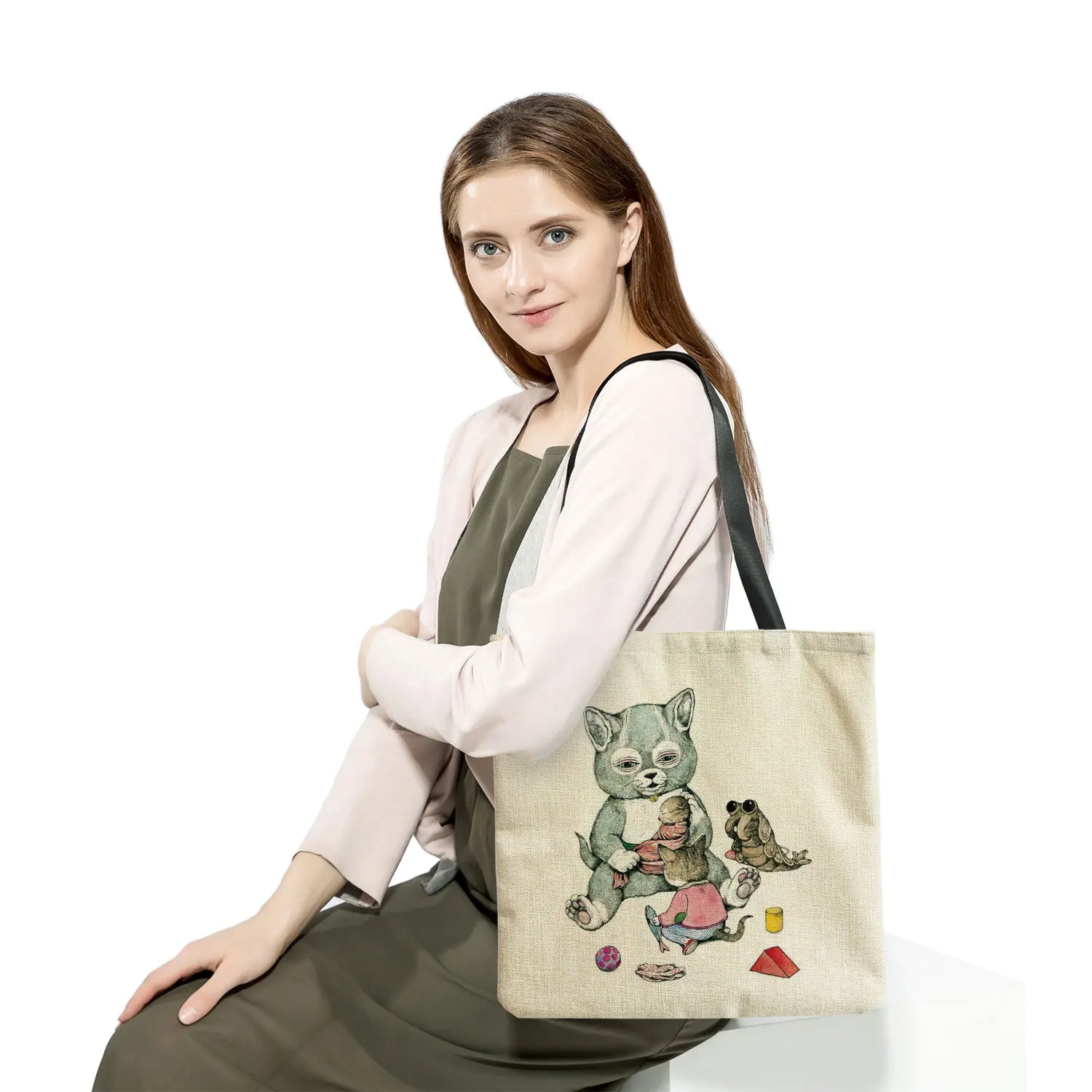 Cartoon Cat Man Travel Tote Bag Eco Friendly Portable