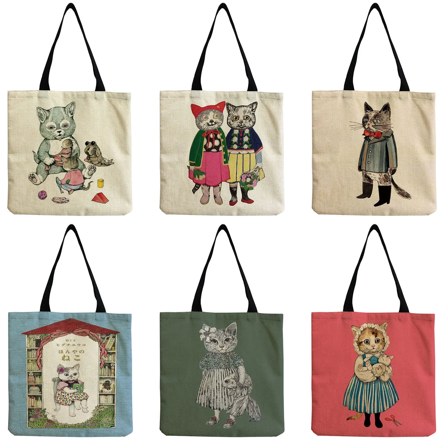 Cartoon Cat Man Travel Tote Bag Eco Friendly Portable