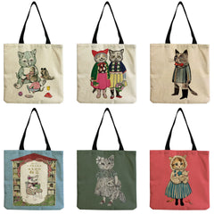 Cartoon Cat Man Travel Tote Bag Eco Friendly Portable