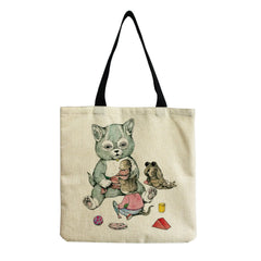 Cartoon Cat Man Travel Tote Bag Eco Friendly Portable