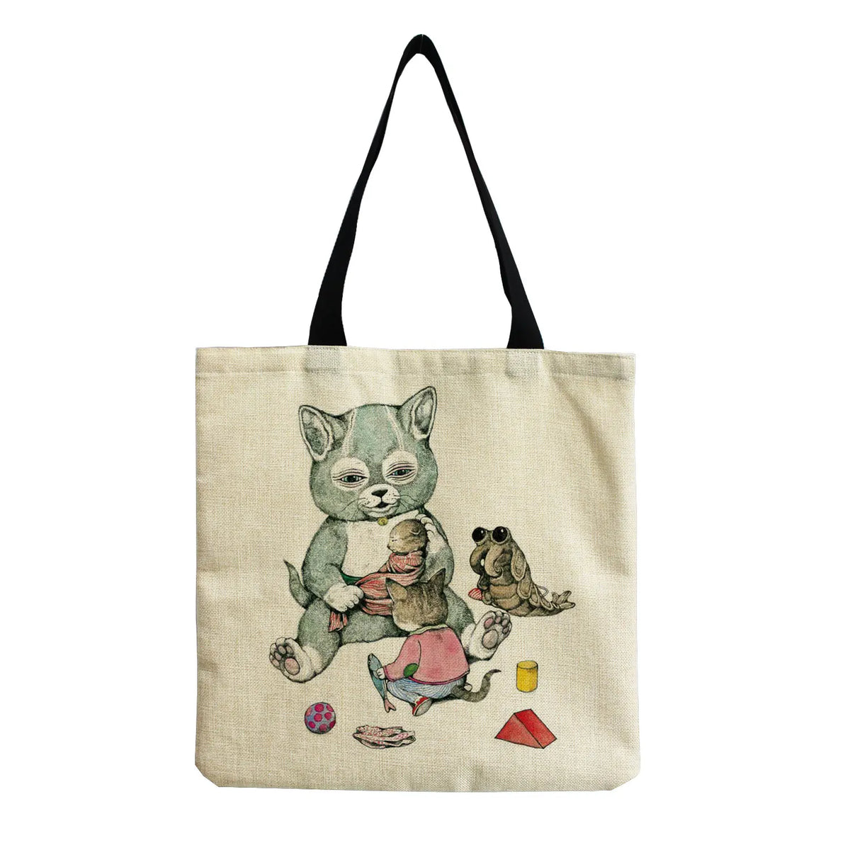 Cartoon Cat Travel Eco Shoulder Bag Portable High Capacity Beach Tote Bag