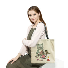 Cartoon Cat Travel Eco Shoulder Bag Portable High Capacity Beach Tote Bag