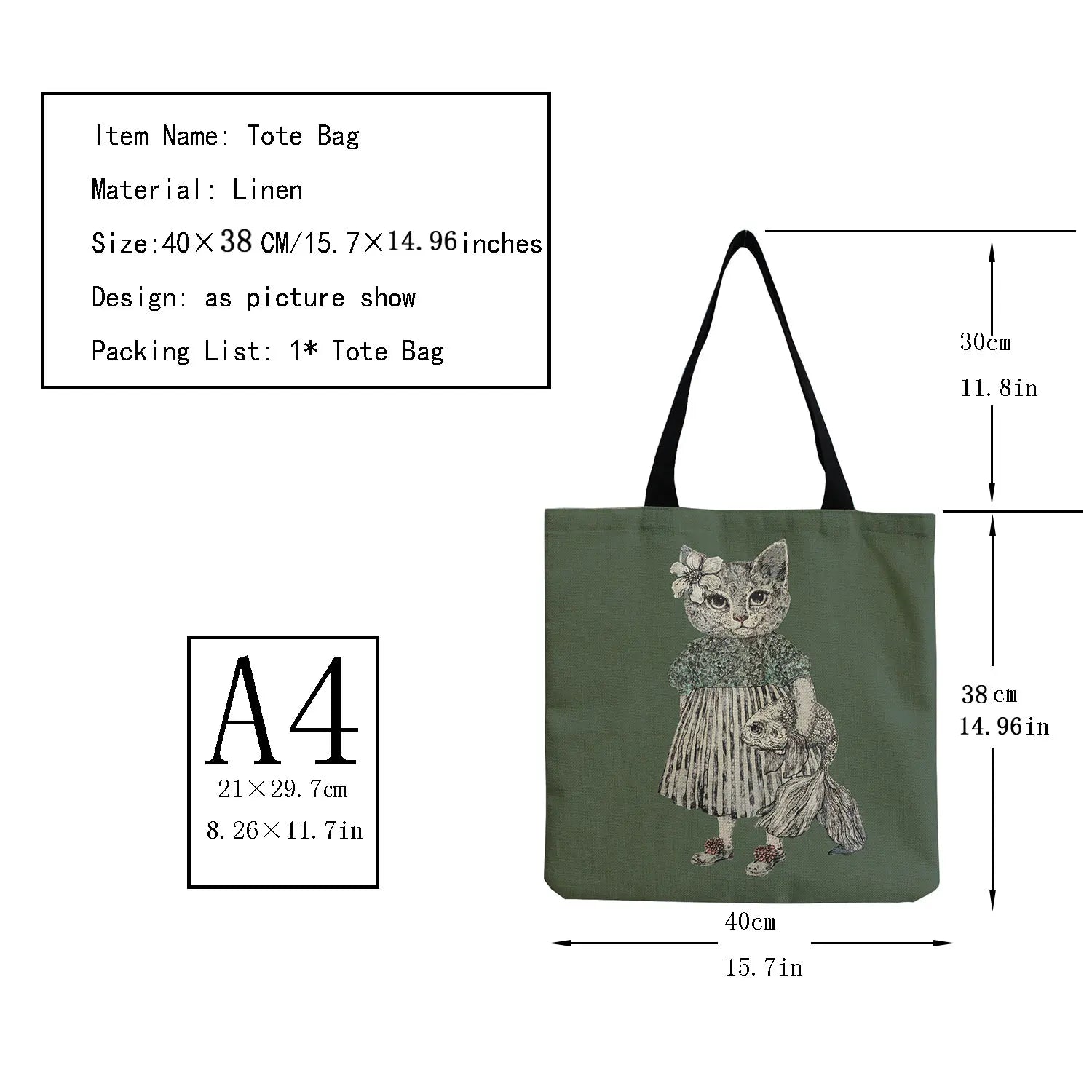 Cartoon Cat Travel Eco Shoulder Bag Portable High Capacity Beach Tote Bag