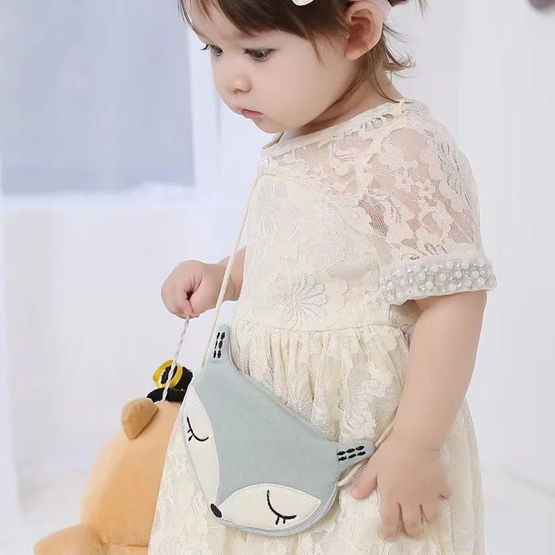Kids Fox Shape Messenger Bag Pink/Green