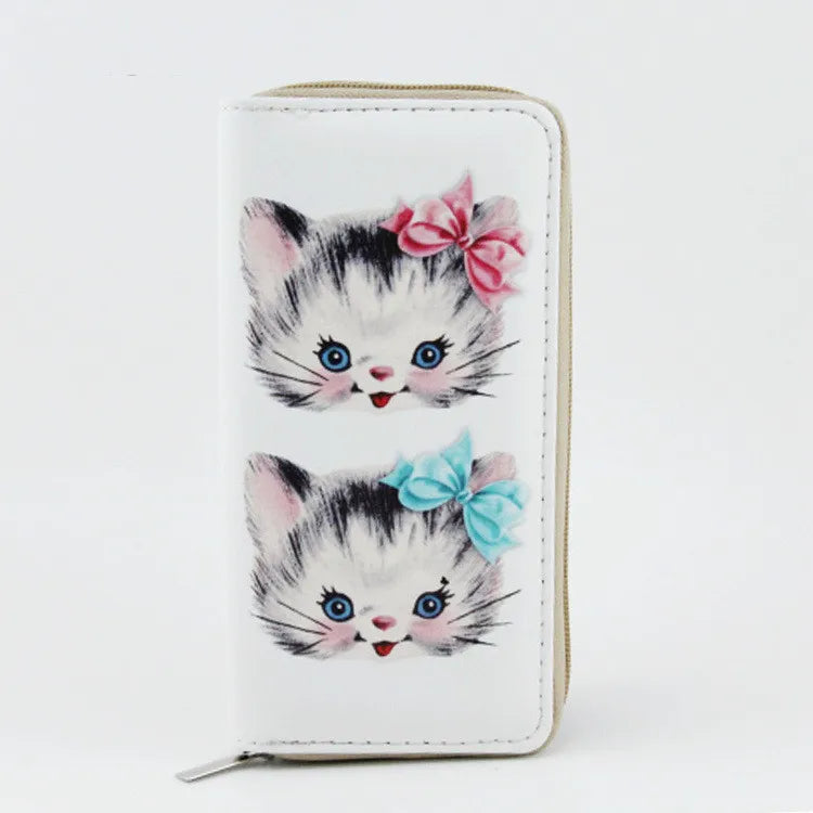 Cat Wallet for Girls Japan Style Prints Zipper Standard Wallets