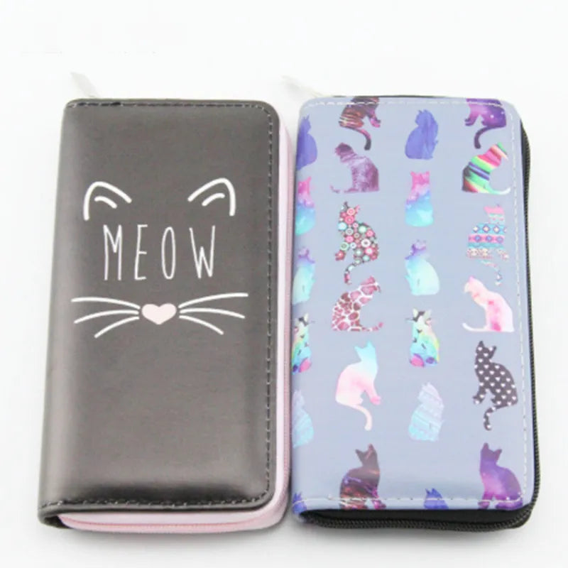 Cat Wallet for Girls Japan Style Prints Zipper Standard Wallets