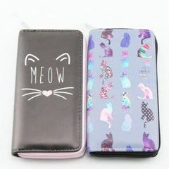 Cat Wallet for Girls Japan Style Prints Zipper Standard Wallets