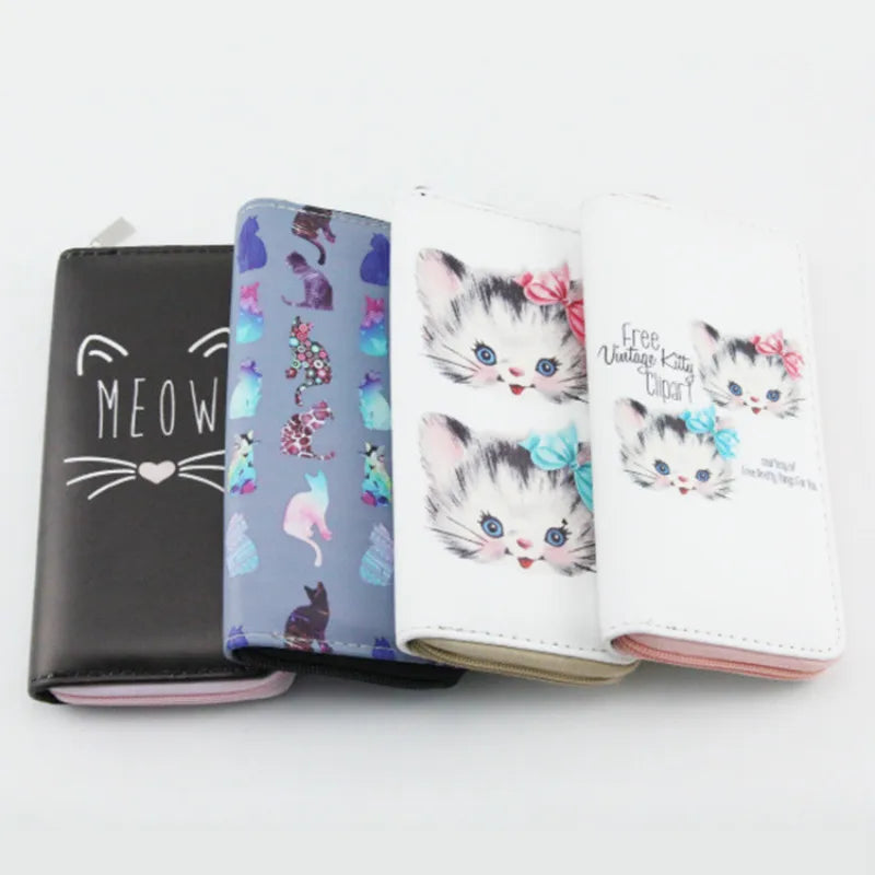 Cat Wallet for Girls Japan Style Prints Zipper Standard Wallets