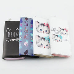 Cat Wallet for Girls Japan Style Prints Zipper Standard Wallets