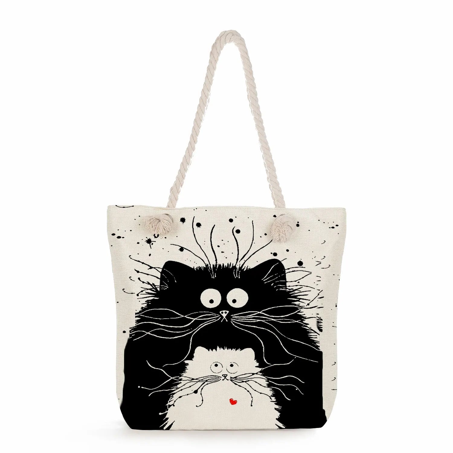 Creative Cat Print Shopping Bags Japanese Style Large Womens Totes