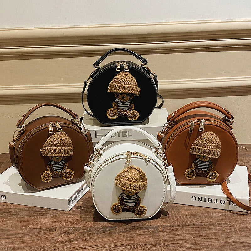 Bear Crossbody Bag for Women Small Round Shoulder Bag