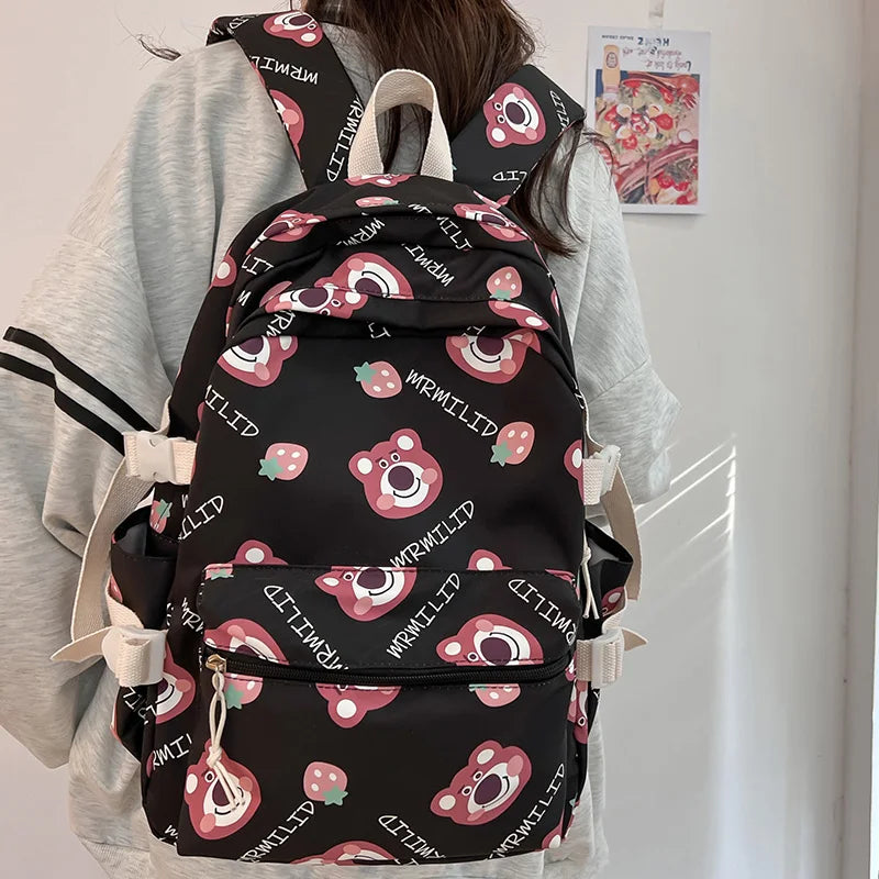 Cartoon Women Backpack Printing Lady College Laptop School Bag Female Waterproof