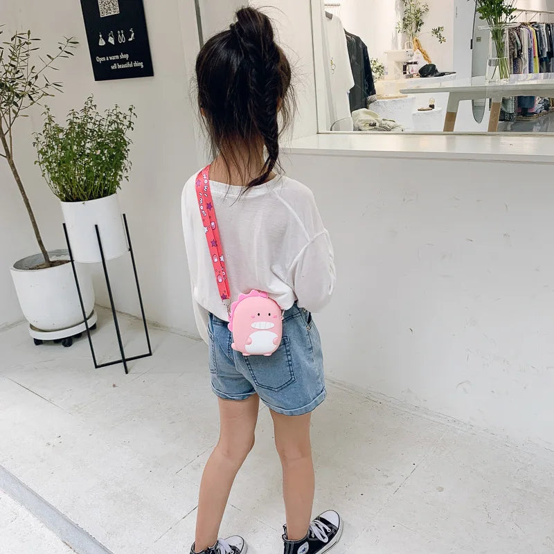 Kids Dino Crossbody Bag Silicone Phone Pouch Girls Purse