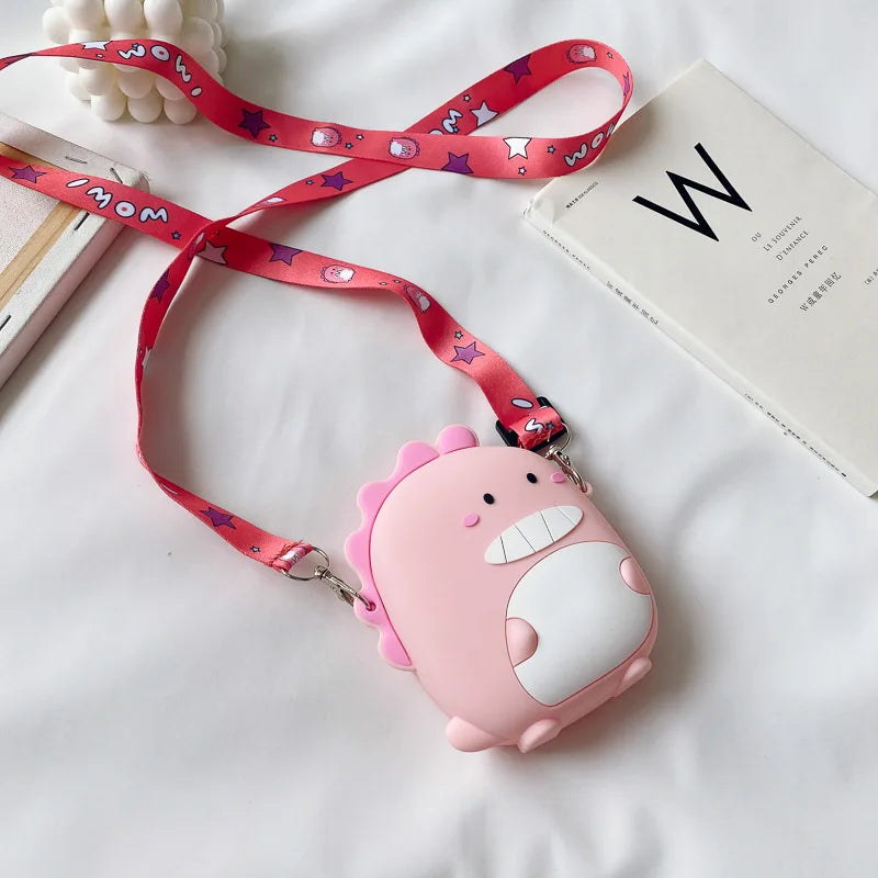 Kids Dino Crossbody Bag Silicone Phone Pouch Girls Purse