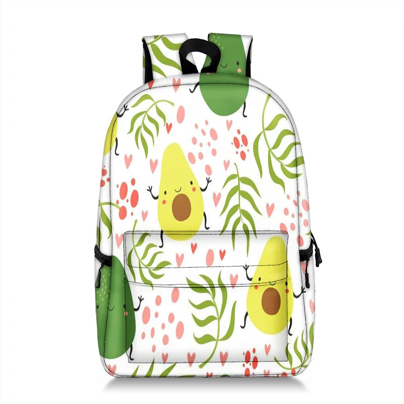 Cartoon Fruits Print Women Backpack Large Capacity Students Travel School Bag