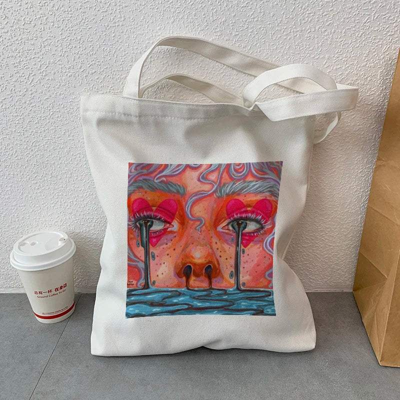 Harajuku Print Canvas Bag Gothic Casual Shopper Bag