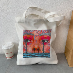 Harajuku Print Canvas Bag Gothic Casual Shopper Bag