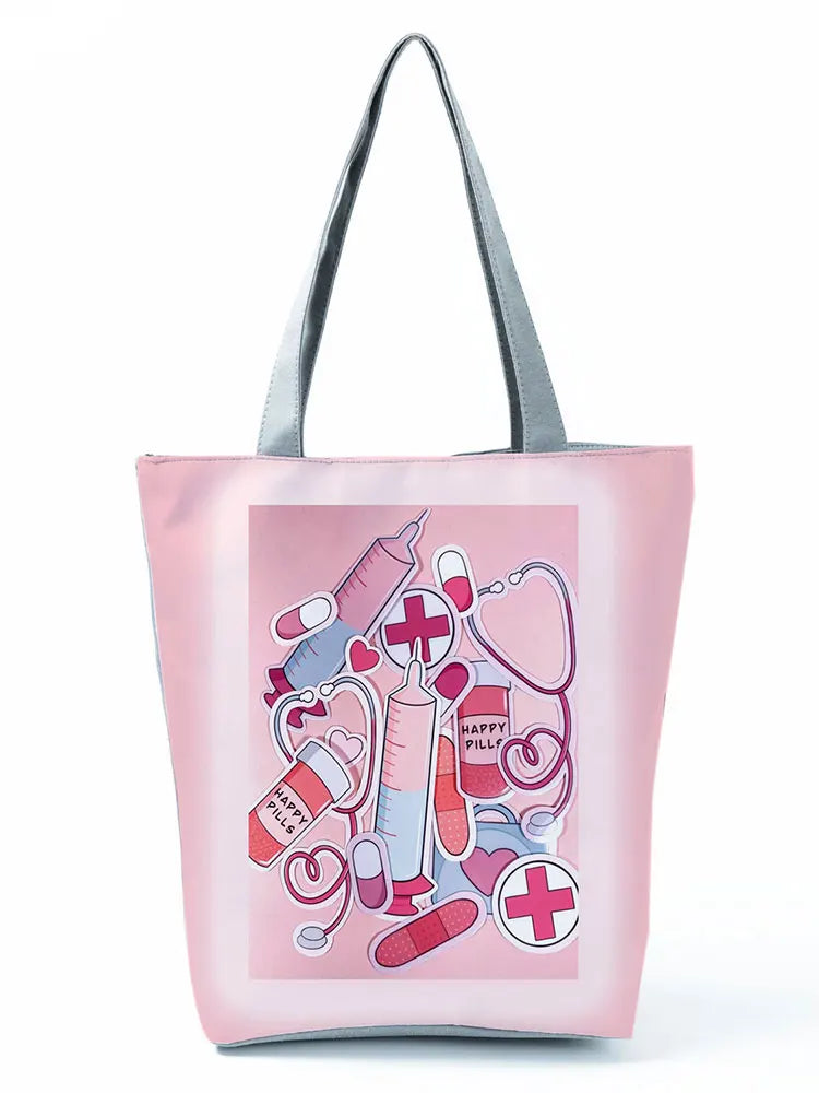 Nurse Printed Handbags High Capacity Shoulder Bag