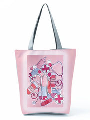 Nurse Printed Handbags High Capacity Shoulder Bag