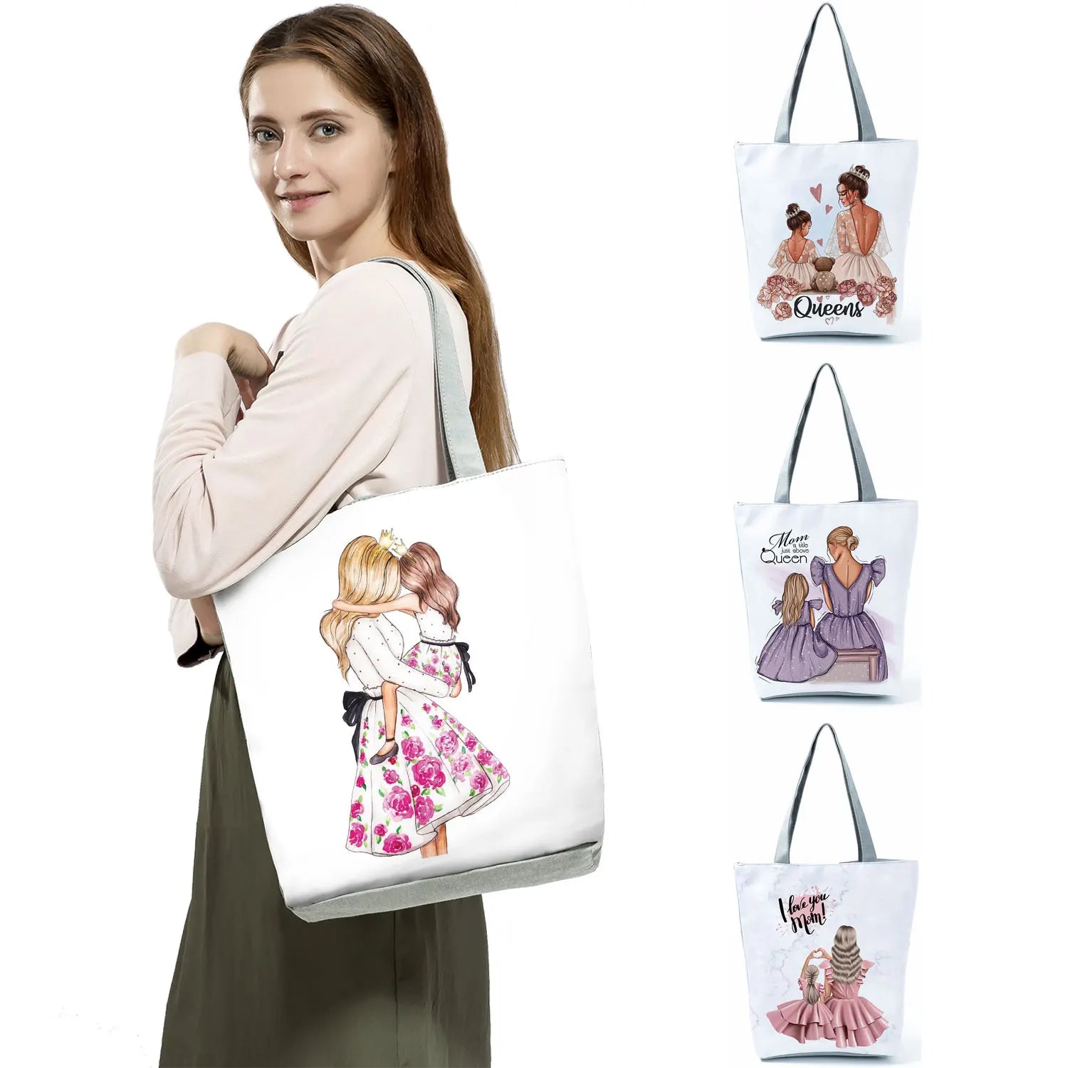 Cartoon Mama Tote High Capacity Shopping Bag