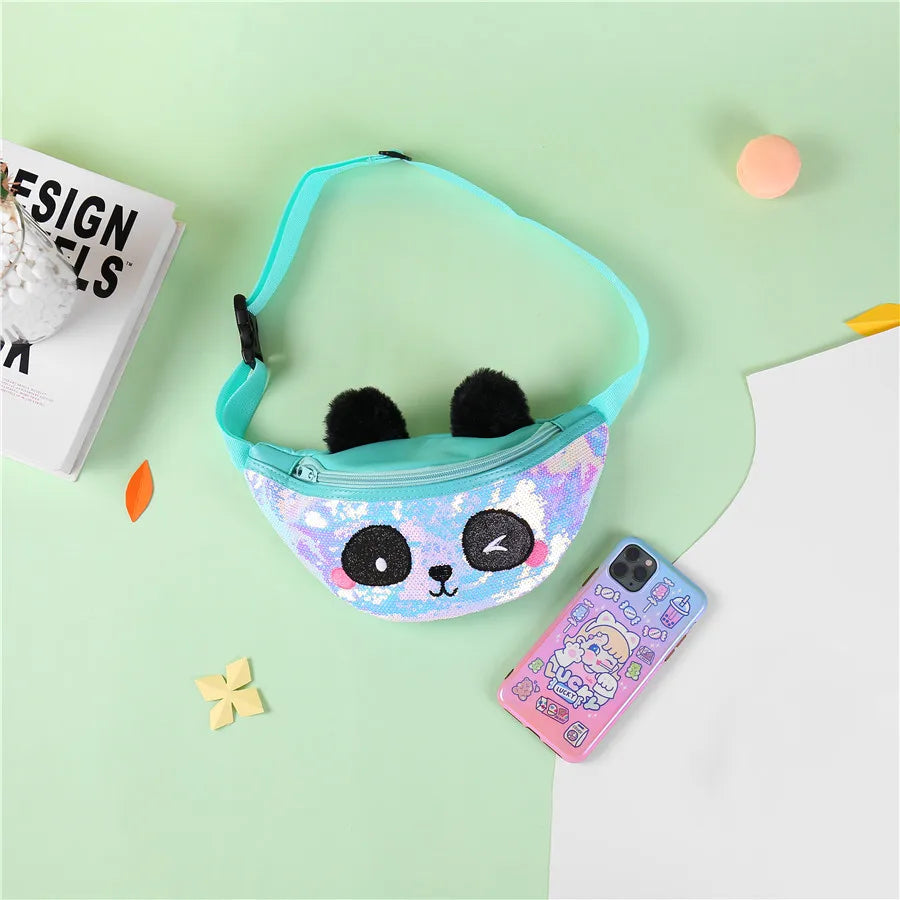 Sequin Panda Waist Pack Fanny Belt Bag Girls Shoulder Korea Travel Pouch