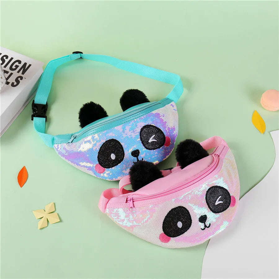 Sequin Panda Waist Pack Fanny Belt Bag Girls Shoulder Korea Travel Pouch
