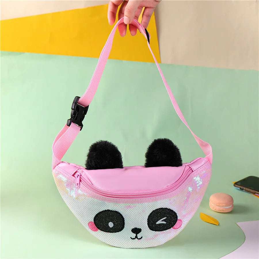 Sequin Panda Waist Pack Fanny Belt Bag Girls Shoulder Korea Travel Pouch