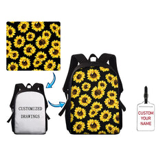 Cartoon Pug Dog Print Tote School Backpack Kids Bagpack Women Floral Laptop Bags