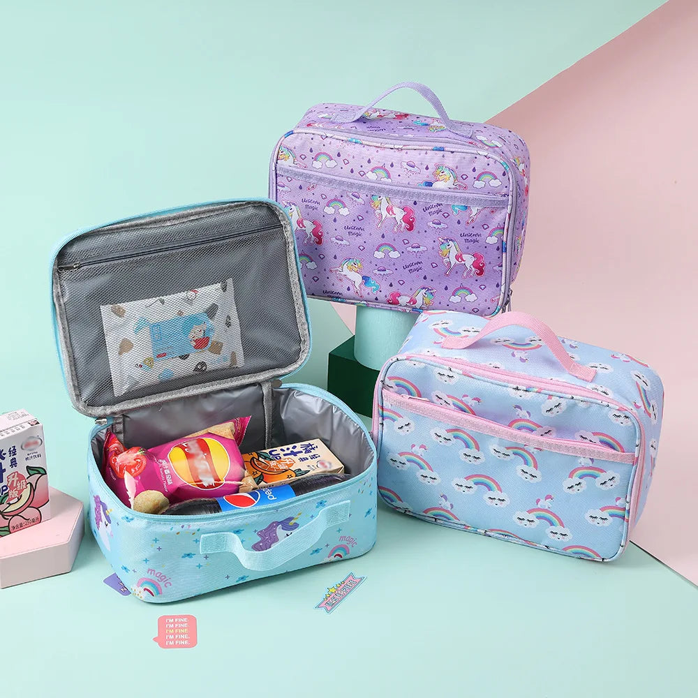 Cartoon Unicorn Portable Thermal Lunch Bag Insulated Cooler Bento Bag