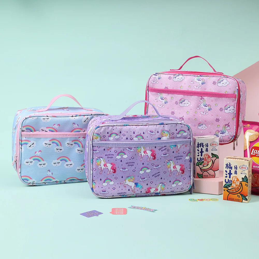 Cartoon Unicorn Portable Thermal Lunch Bag Insulated Cooler Bento Bag