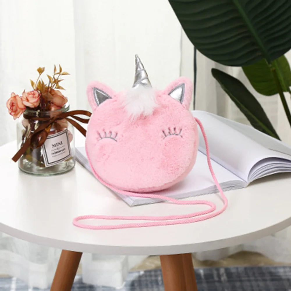 Cute Unicorn Shoulder Bag for Women Corduroy Square Belt Crossbody Purse