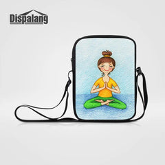 Cartoon Yoga Girl Small Messenger Bag for Women