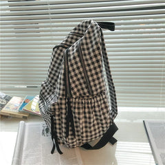 Plaid Daypack Laptop Bag Large Capacity Travel Backpack