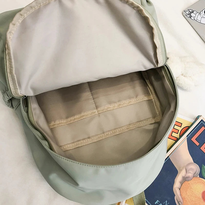 Casual Backpacks Women Solid Shoulder Bag Nylon Teenage Girl School Bag