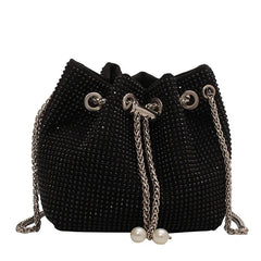 Casual PU Leather Shoulder Bag for Women Rhinestone Crossbody Handbags