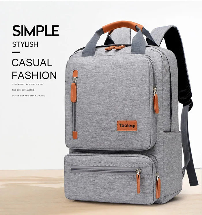Waterproof Laptop Backpack Light 15in Bag Anti-theft Travel Gray